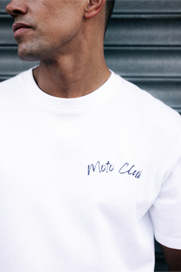 'Off The Beaten Track' Drop Shoulder T-Shirt / White / 300 GSM