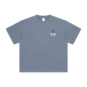 'Sunshine Days' Enzyme Washed T-Shirt / Grey Blue / 250 GSM