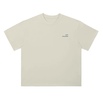 'Keep Exploring' Drop Shoulder T-Shirt / Milk Apricot / 300 GSM