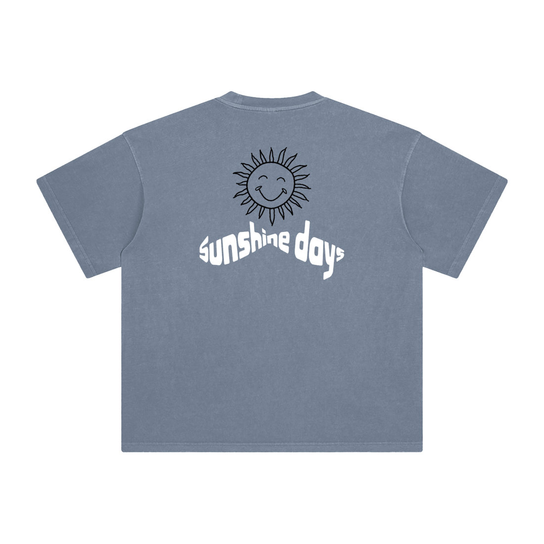 'Sunshine Days' Enzyme Washed T-Shirt / Grey Blue / 250 GSM