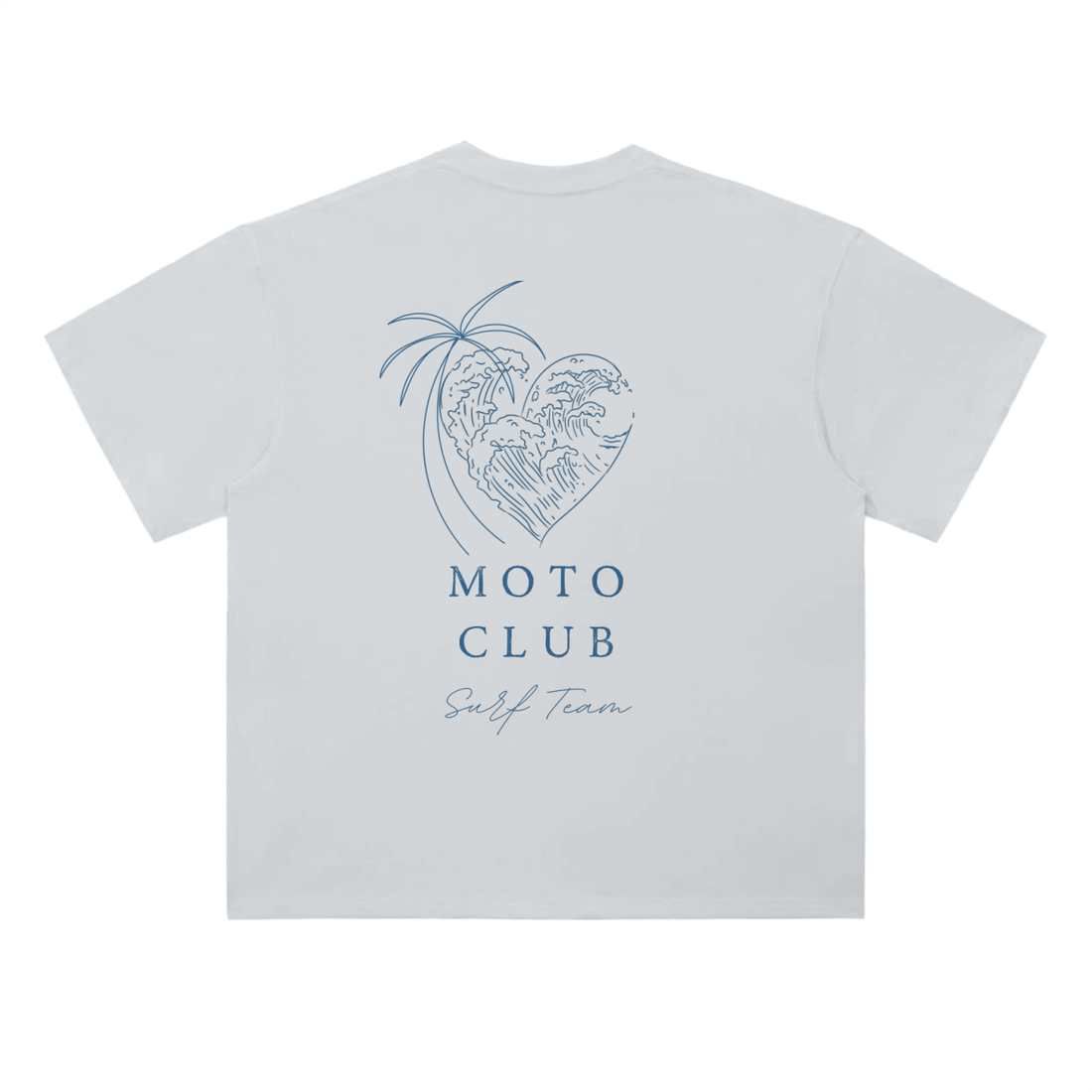 'Palm Trees And Surf ' Drop Shoulder T-Shirt / Light Grey / 300 GSM
