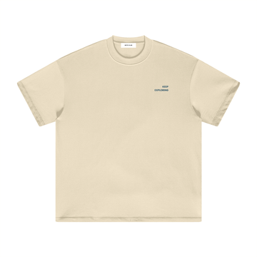 'Keep Exploring' Heavyweight Earth Tone T-Shirt / Milk Tea / 305GSM.