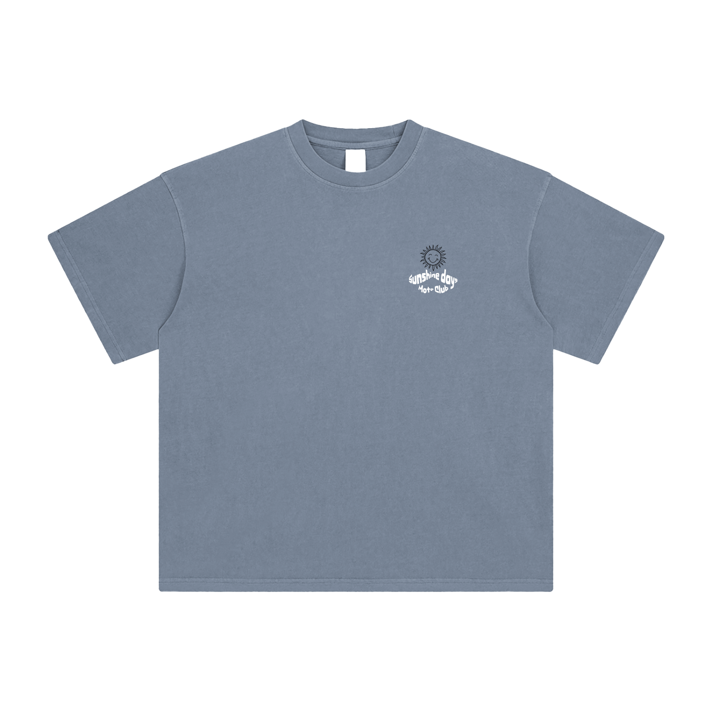 'Sunshine Days' Enzyme Washed T-Shirt / Grey Blue / 250 GSM