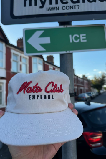 Moto Club Classic Five Panel Cap - Bone.