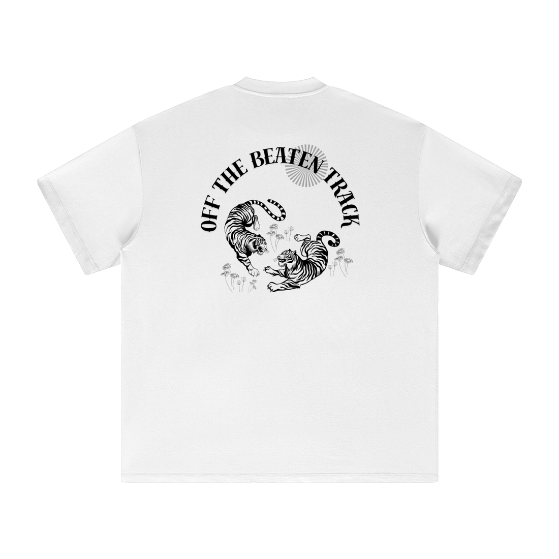 'Off The Beaten Track' Heavyweight Earth Tone T-Shirt / White / 305GSM.