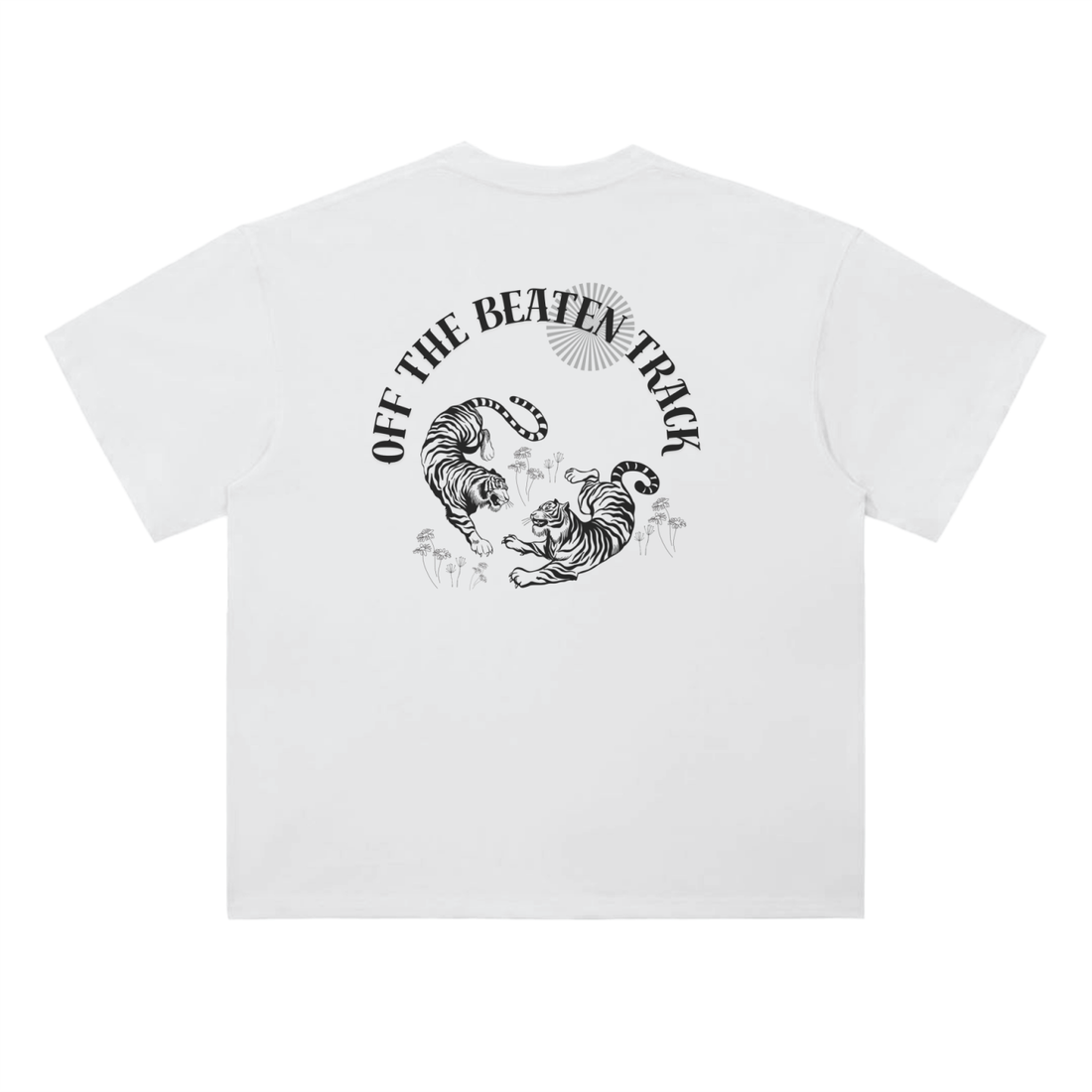'Off The Beaten Track'  Drop Shoulder T-Shirt / White / 300 GSM